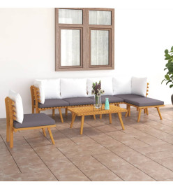 Salon de jardin 7 pcs avec coussins Bois d'acacia solide