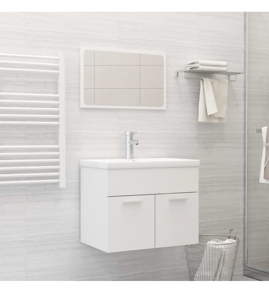 Ensemble de meubles salle de bain 2 pcs Blanc Bois d'ingénierie