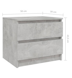 Tables de chevet 2 pcs Gris béton 50x39x43,5 cm Aggloméré