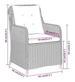 Ensemble de salle à manger de jardin 3 pcs Noir