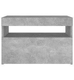 Tables de chevet avec lumières LED 2 pcs gris béton 60x35x40 cm