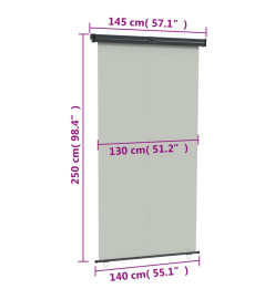 Auvent latéral de balcon 140x250 cm Gris