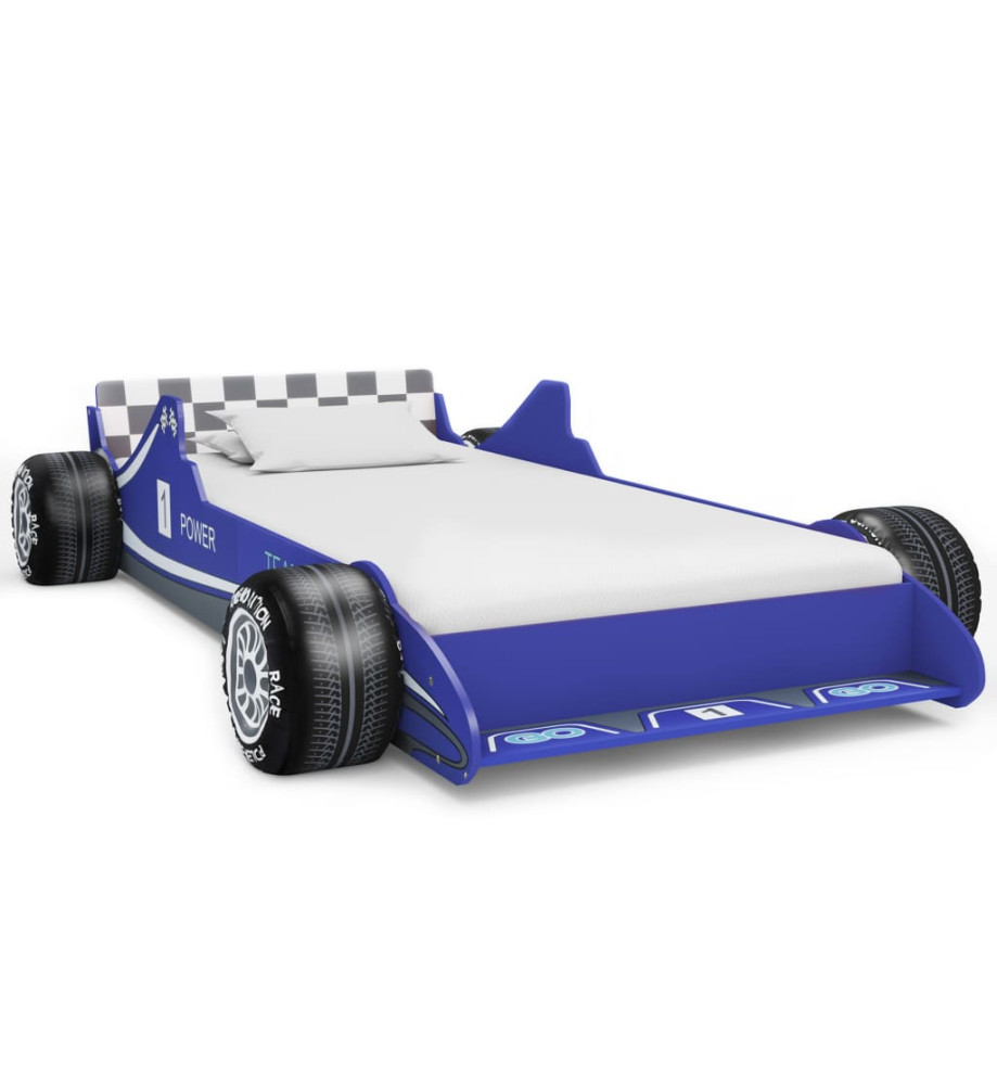 Lit voiture de course pour enfants 90 x 200 cm Bleu