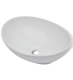 Lavabo de salle de bain avec mitigeur Céramique Ovale Blanc