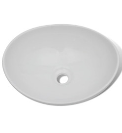 Lavabo de salle de bain avec mitigeur Céramique Ovale Blanc