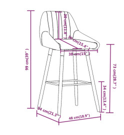 Tabourets de bar lot de 2 gris foncé tissu