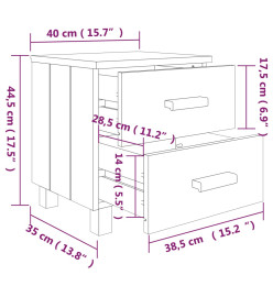 Table de chevet HAMAR Gris foncé 40x35x44,5 cm Bois pin massif