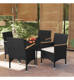 Ensemble de salle à manger de jardin avec coussins 5 pcs Noir