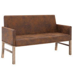 Banc avec accoudoir 140 cm Marron Similicuir daim