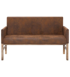 Banc avec accoudoir 140 cm Marron Similicuir daim