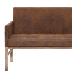 Banc avec accoudoir 140 cm Marron Similicuir daim