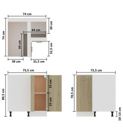 Armoire d'angle Chêne sonoma 75,5x75,5x80,5 cm Aggloméré