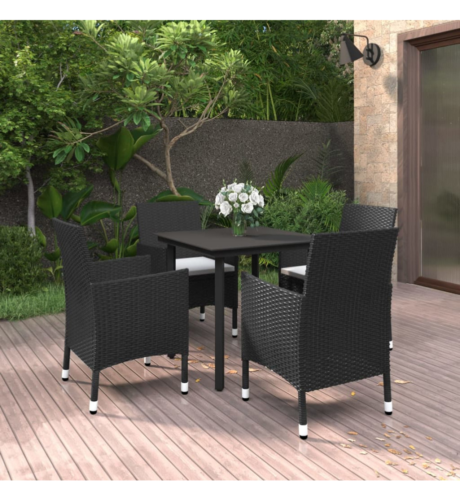 Mobilier à dîner de jardin coussins 5 pcs Résine tressée Verre Mobilier à dîner de jardin coussins 5 pcs Résine tressée Verre