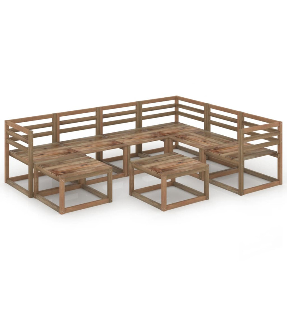 Salon de jardin 8 pcs Marron Bois de pin imprégné Salon de jardin 8 pcs Marron Bois de pin imprégné