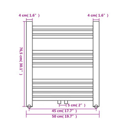 Radiateur sèche-serviettes vertical de salle de bain 500x764 mm