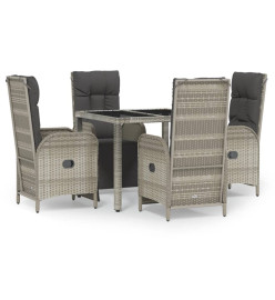 Ensemble de salle à manger de jardin 5 pcs avec coussins Gris