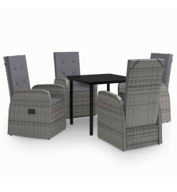Ensemble de salle à manger de jardin avec coussins 5 pcs Gris