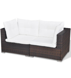 Salon de jardin 5 pcs avec coussins Résine tressée Marron