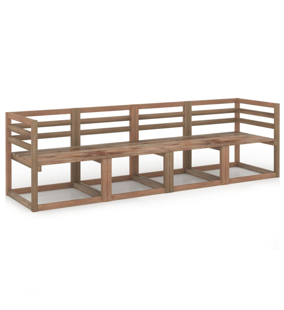 Salon palette de jardin 4 pcs Marron Bois de pin imprégné Salon palette de jardin 4 pcs Marron Bois de pin imprégné