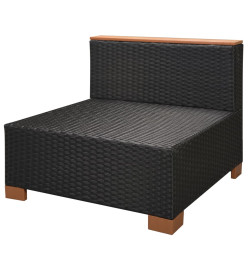 Salon de jardin 6 pcs avec coussins Résine tressée Noir