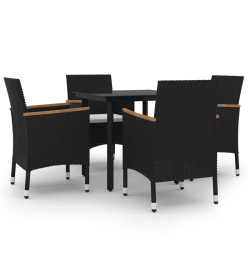 Ensemble à dîner de jardin coussins 5 pcs Résine tressée Verre
