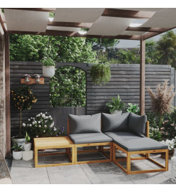Salon de jardin 4 pcs avec coussin Bois d'acacia solide