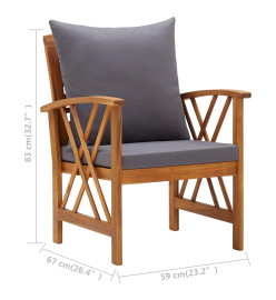 Salon de jardin 5 pcs avec coussins Bois d'acacia solide