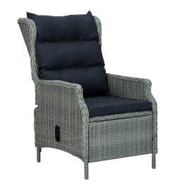 Chaise inclinable de jardin coussins Résine tressée Gris clair