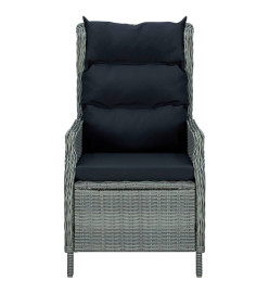 Chaise inclinable de jardin coussins Résine tressée Gris clair