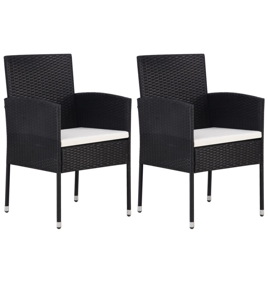 Chaise de jardin 2 pcs Résine tressée Noir Chaise de jardin 2 pcs Résine tressée Noir