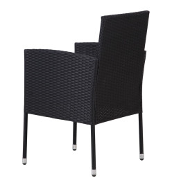Chaise de jardin 2 pcs Résine tressée Noir