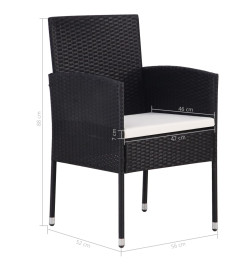 Chaise de jardin 2 pcs Résine tressée Noir