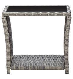 Table basse Gris 45x45x40 cm Résine tressée et verre