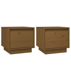 Tables de chevet 2pcs Marron miel 35x34x32cm Bois de pin solide