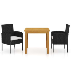 Ensemble de salle à manger de jardin 3 pcs Noir