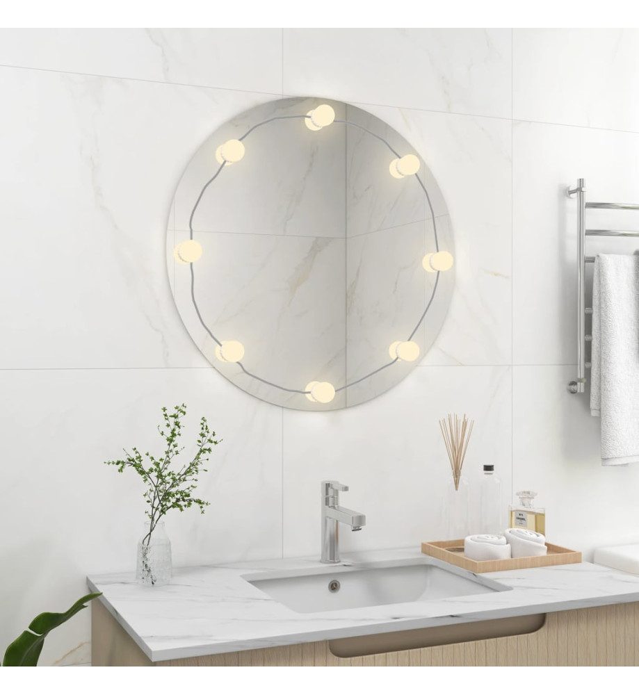 Miroir mural avec lampes LED Rond Verre