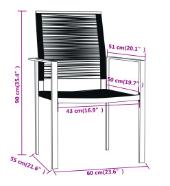 Ensemble de salle à manger de jardin 7 pcs Noir