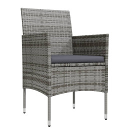 Ensemble de salle à manger de jardin et coussins 5pcs Gris/noir