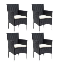 Chaises de salle à manger de jardin 4 pcs Résine tressée Noir
