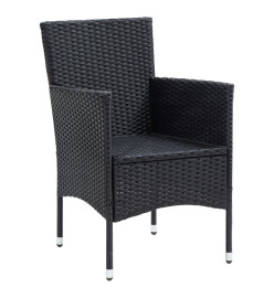 Chaises de salle à manger de jardin 4 pcs Résine tressée Noir