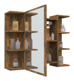 Armoire à miroir de salle de bain Chêne fumé 80x20,5x64 cm Bois
