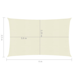 Voile d'ombrage 160 g/m² Crème 2,5x4 m PEHD