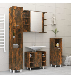 Armoire à miroir de salle de bain Chêne fumé 80x20,5x64 cm Bois