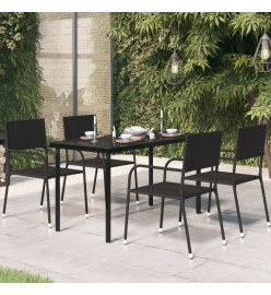 Table à dîner de jardin Noir 140x70x74 cm Acier et verre