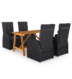 Ensemble de salle à manger de jardin 5 pcs Noir