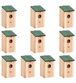 Nichoirs 10 pcs Bois de sapin massif 12x12x22 cm