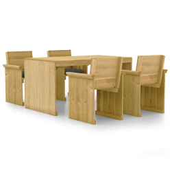 Ensemble à manger de jardin 5 pcs avec coussins pin imprégné