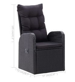Ensemble de salle à manger de jardin 3 pcs Noir