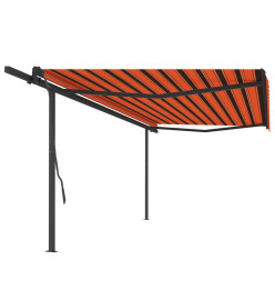 Auvent automatique rétractable poteaux 5x3,5 m Orange et marron