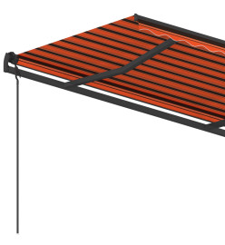 Auvent automatique rétractable poteaux 5x3,5 m Orange et marron